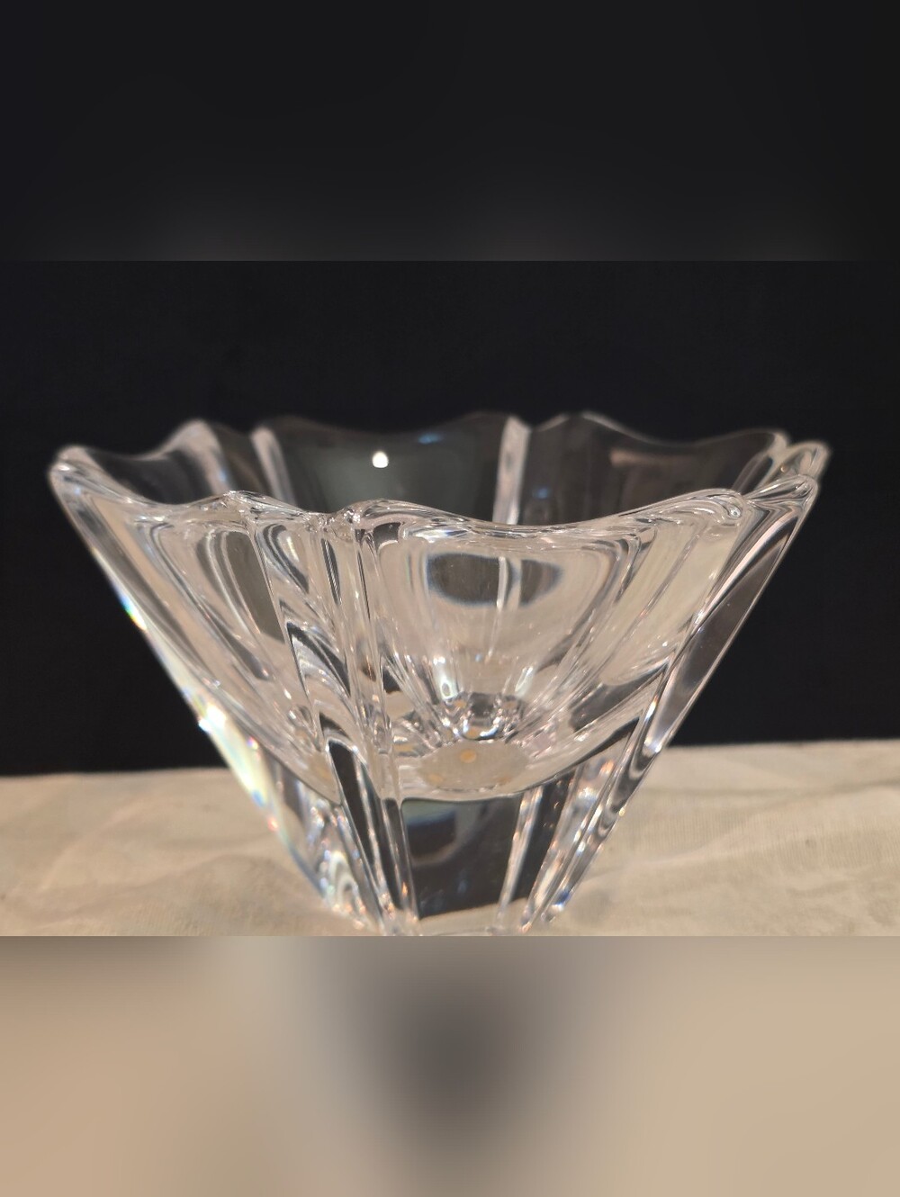 Vtg Orrefors 1970's Orion Crystal Bowl Designed by Lars Hellsten -Signed& Label